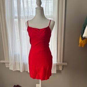 Elegant Red Spaghetti Strap Dress